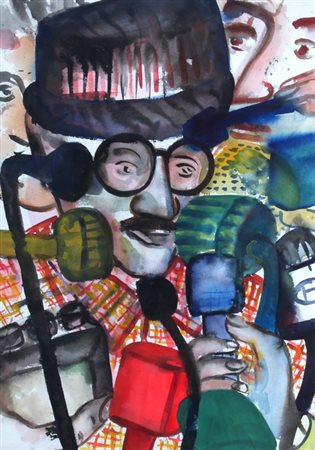 CINGOLANI MARCO (Como 1961) "Intervista a James Joyce" 1992 Tecnica mista su...