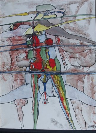 FABBRI AGENORE (Barba 1911 - Savona 1998) "Senza titolo" Tempera su carta...