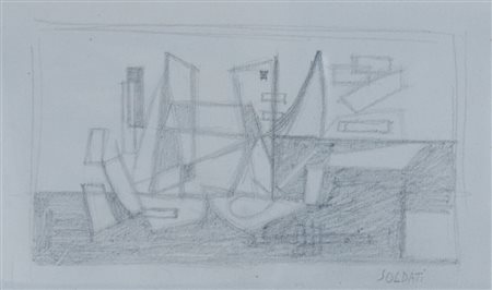 SOLDATI ATANASIO (Parma 1896 - Parma 1953) "Composizione" anni '40 Matita su...