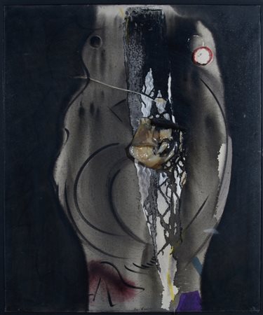 DANGELO SERGIO (Milano 1931) "Voce di serpente" anni '90 Olio e collage su...