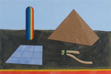 DEL PEZZO LUCIO (Napoli 1933) "Senza titolo" Collage su carta cm. H: 38.50 L:...