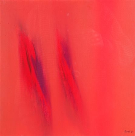FINZI ENNIO (Venezia 1931) "Il verso del colore in rosso" 2000 Olio su tela...