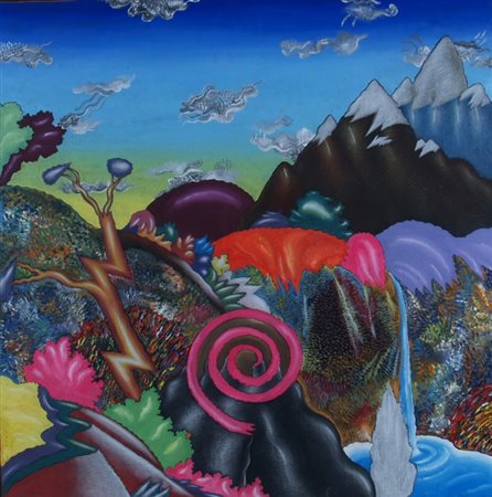 ALINARI LUCA (Firenze 1943) "Paesaggio Montanaro con cascata" Olio su tela su...