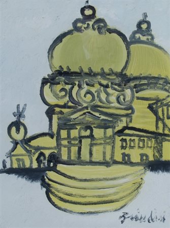 BRINDISI REMO (Roma 1918 - Lido di Spina 1996) "Venezia" anni '80/'90 Olio su...