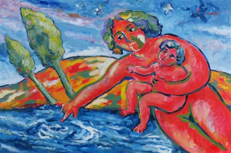 GERMANA' MIMMO (Catania 1944 - Busto Arsizio 1992) "I giochi nell'acqua" 1988...