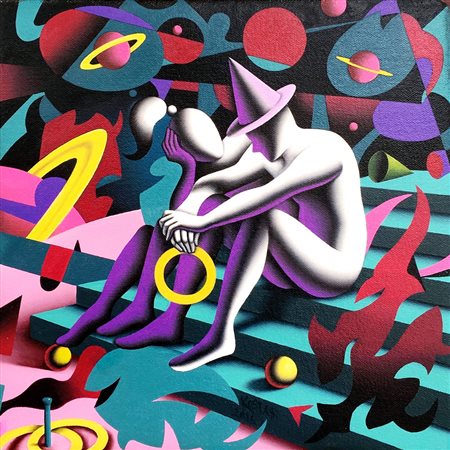 Mark Kostabi 1960, Whittier (California) - [USA] Ring of hope olio su tela...