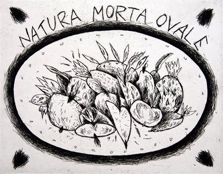 Bruno Donzelli 1941, Napoli (Na) - [Italia] Natura morta ovale acquaforte...
