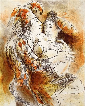 Doina Botez 1951, Bucarest - [Romania] Carnevale litografia acquaforte 50x35...