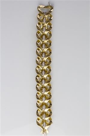 Bracciale in oro con diamanti . . . Bracciale anni fine 40 in oro rosa e...