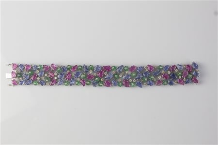 Bracciale con diamanti, zaffiri e smeraldi. . . Bracciale tutti frutti di...