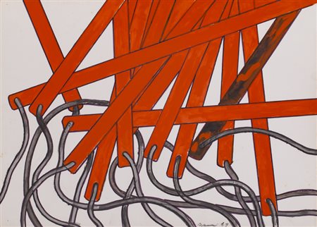 ROBERTO BARNI (1939)Flusso, 1969Tecnica mista su cartacm 50x70Firma e...