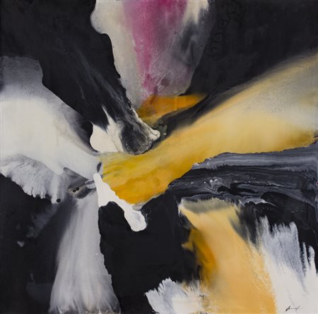 PIERLUIGI DE LUTTI (1959)Aurora rosaTecnica mista su telacm 120x120x5Firma al...