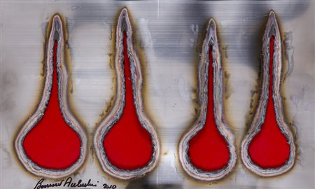BERNARD AUBERTIN (1934-2015)Fer Brûlé, 2010Lamiera bruciatacm 30x49Firma e...