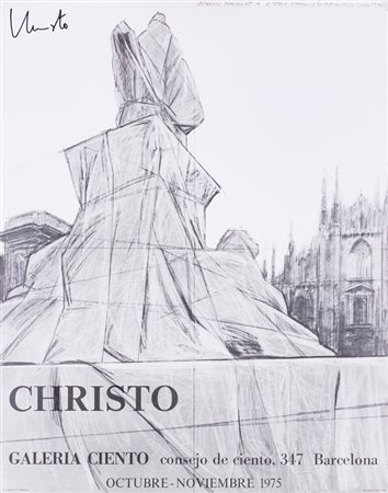 CHRISTO (1935)Wrapped Monument - Vittorio Emanuele, 1975Manifesto su cartacm...