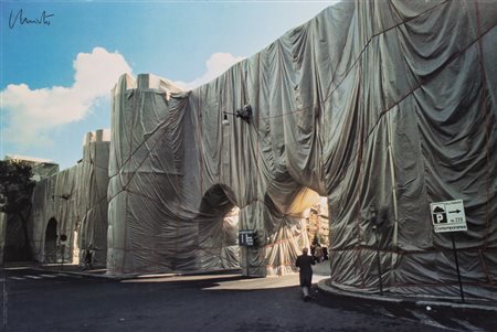 CHRISTO (1935)The wall - Wrapped Roman, 1974Manifesto su cartoncino sotto...