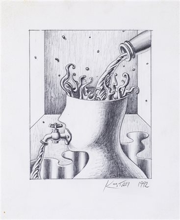 MARK KOSTABI (1960)Brain Washing, 1992Matita su cartacm 26x21Firma al...