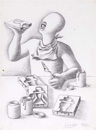 MARK KOSTABI (1960)Art Snack, 1992Matita su cartacm 31x22,5Firma e datazione...