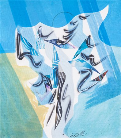 SERGIO DANGELO (1932)Un battere di aliTecnica mista e collage su cartone...