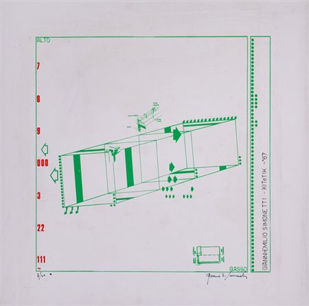 GIANNI EMILIO SIMONETTI (1940)KITeTik, '67Litografiacm 50x50Firma e...