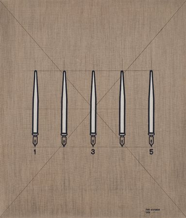 TINO STEFANONI (1937-2017)Le penne 89B, 1973Tecnica mista su telacm...