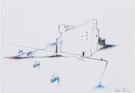 VETTOR PISANI (1934-2011)Senza TitoloTecnica mista su cartacm 34x49Firma al...