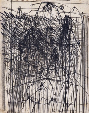 EMILIO SCANAVINO (1922-1986)La tramatura, 1961Matita grassa su cartacm...