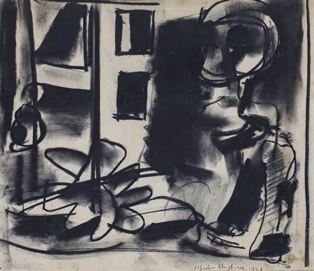 ALFREDO CHIGHINE (1914-1974)Senza Titolo, 1951Carboncino su cartacm...