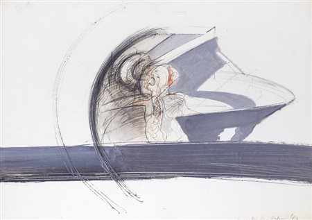 TINO VAGLIERI (1929-2000)Incastro, 1964Tecnica mista su cartacm 50x70Firma,...