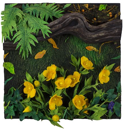 PIERO GILARDI (1942)Fiori nel boscoPoliuretano espansocm 50x50x18Firma e...