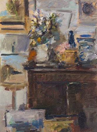 EZIO PASTORIO (1911-2006)Interno di studio n.1, 1984Olio su tavolacm...