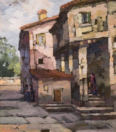 OSCAR KNOLLSEISEN (1885-1944)Senza TitoloOlio su tavolacm 35x32Firma al fronte