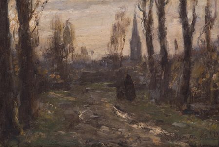 VITTORE ANTONIO CARGNEL (1872-1931)Fratta, 1911Olio su tavolacm 16,6x23Firma,...