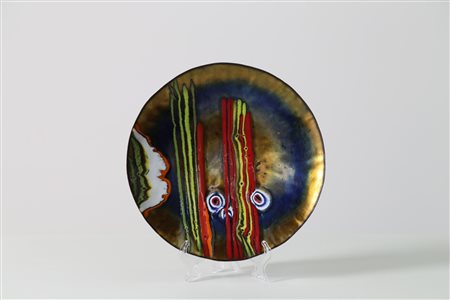 MANIFATTURA ITALIANA Piatto in rame smaltato, anni 60. -. Cm 29,00 x 3,50 x...