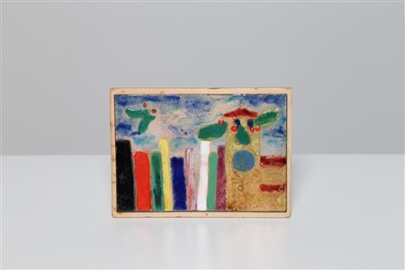 DE POLI PAOLO (1905 - 1996) Disegno su lastra in rame smaltato fissato su...