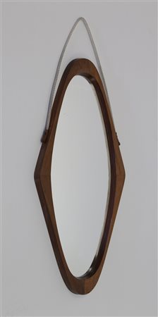 MANIFATTURA ITALIANA Specchio in legno, vetro e corda anni 50°. -. Cm 41,00 x...
