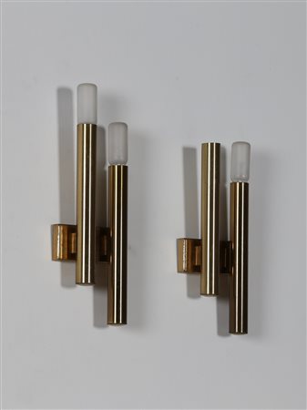STILNOVO Coppia di lampade da parete ottone, anni 60. -. Cm 12,50 x 30,00 x...