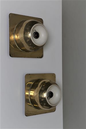 REGGIANI GOFFREDO Coppia di lampada da parete in ottone, per Reggiani anni...