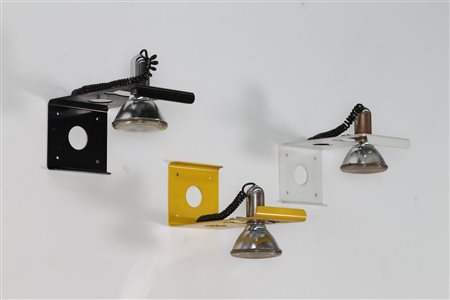 DIDONE EZIO (n. 1939) Tre lampade da parete in metallo laccato e cromato, mod...