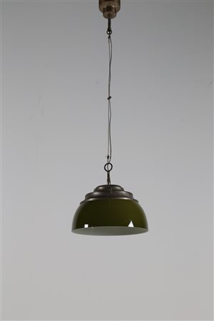 MANIFATTURA ITALIANA Lampada da soffitto in vetro verde, anni 60. Vetro. Cm...
