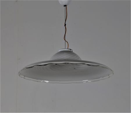 MANIFATTURA ITALIANA Lampada a sospensione in vetro e metallo laccato anni...