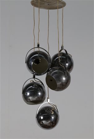 REGGIANI GOFFREDO Lampada a sospensione in metallo cromato per Reggiani, anni...