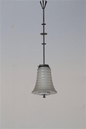 PHILIPS Lampada a sospensione in metallo cromato e vetro, anni 30 . -. ....