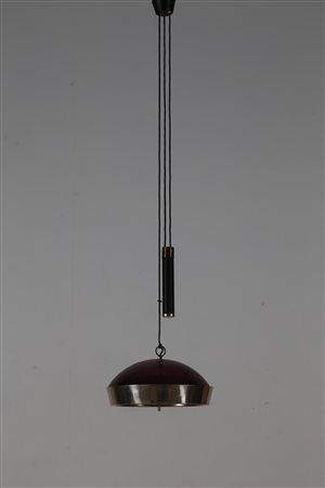 STILUX Lampada saliscendi a sospensione in metallo ottone e plexiglass, anni...