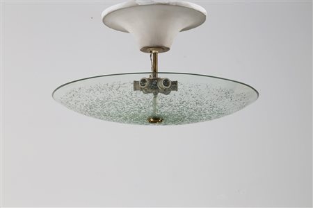 CHIESA PIETRO (1892 - 1948) Plafoniera in vetro metallo laccato e ottone, per...