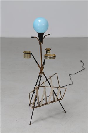 STILNOVO Portasigarette con posacenere e lampada in ottone, metallo laccato e...