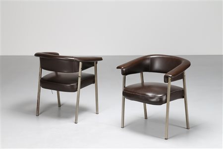 RINALDI GASTONE Coppia di poltroncine in metallo e sky. mod. P18 per RIMA...