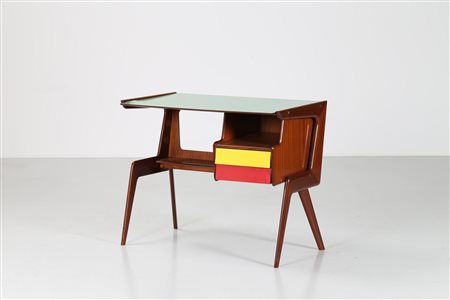 DASSI M.M. Scrivania in mogano e formica con dettagli in ottone, per Dassi...