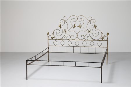 MARSURA SALVINO (n. 1938) Letto matrimoniale in ferro battuto, anni 60. . Cm...