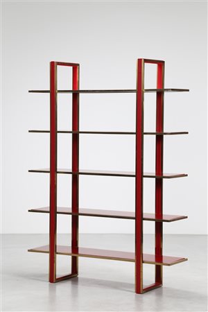 REGA ROMEO Libreria in legno laccato e ottone, anni 70 . -. Cm 144,00 x...