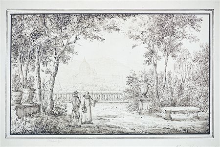 Antonio Senape (Roma 1788 - Napoli 1850)'Il Vaticano da villa Pamphili''...